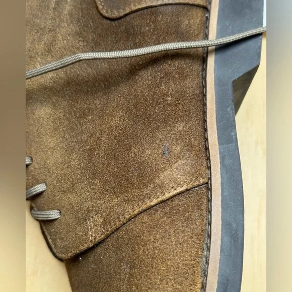 Men's Brown Suede Lace-Up Chukka Boots - Waxed Leather - Picture 9 of 14